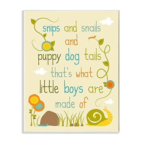 The Kids Room By Stupell Textual Art Wall Plaque, Snips And Snails And Puppy Dog Tails, 11 X 0.5 X 15, Proudly Made In Usa