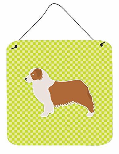 Caroline&#39;s Treasures Bb3833Ds66 Australian Shepherd Dog Checkerboard Green Wall Or Door Hanging Prints, 6X6, Multicolor