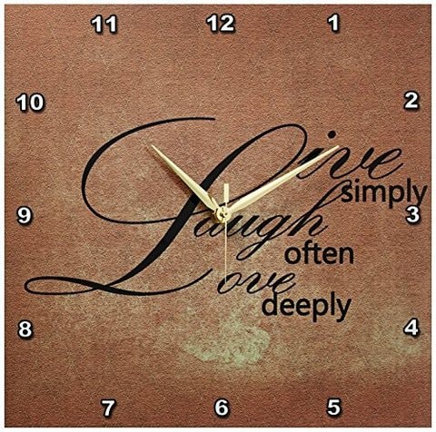 3Drose Dpp_79175_3 Live Simply Vintage Art Inspirational Words Wall Clock, 15 By 15&quot;