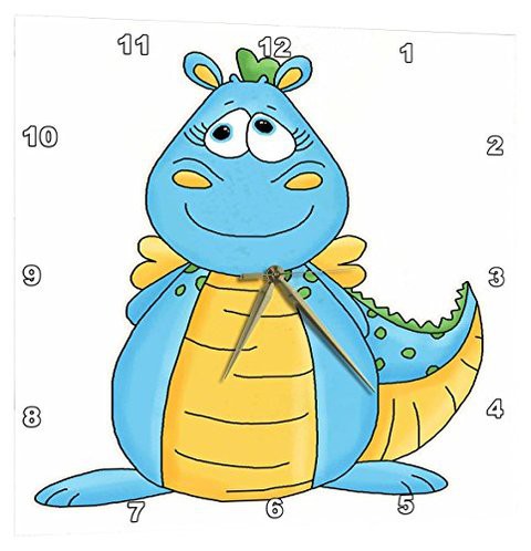 3Drose Cute Cross Eyed Aqua Dragon Illustration - Wall Clock, 13 By 13-Inch (Dpp_211159_2)