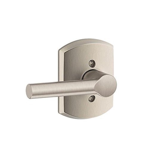 SCHLAGE Broadway Lever With Greenwich Trim Non-Turning Lock, Satin Nickel (F170 Brw 619 Grw)