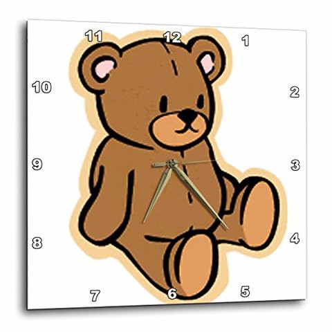 3Drose Dpp_37353_2 Cute Brown Teddy Bear-Wall Clock, 13 By 13-Inch