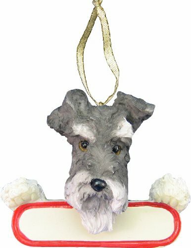 E&amp;S Pets Schnauzer Ornament &quot;Santa&#39;s Pals&quot; With Personalized Name Plate A Great Gift For Schnauzer Lovers