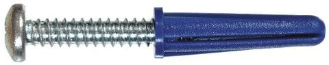 The Hillman Group 41400 Blue Ribbed Plastic Anchors, 6-8X3/4 Pla