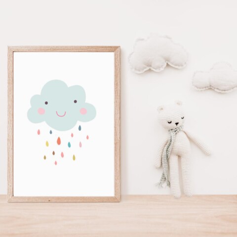 Sweet Pea Smiley Cloud Wall Art Print