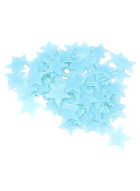 Generic 100-Piece 3D Stars Luminous Fluorescent Plastic Wall Sticker Set Blue 1cm