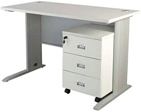 Mahmayi Stazion 1260 Modern Office Desk With Drawers-W120Cms X D60Cms X H75Cms (White)