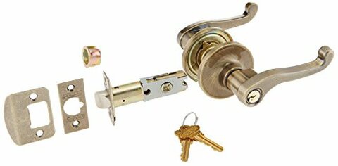 SCHLAGE Dexter J54-Las Single Cylinder Keyed Entry Leverset From The Lasalle Series, Antique Brass