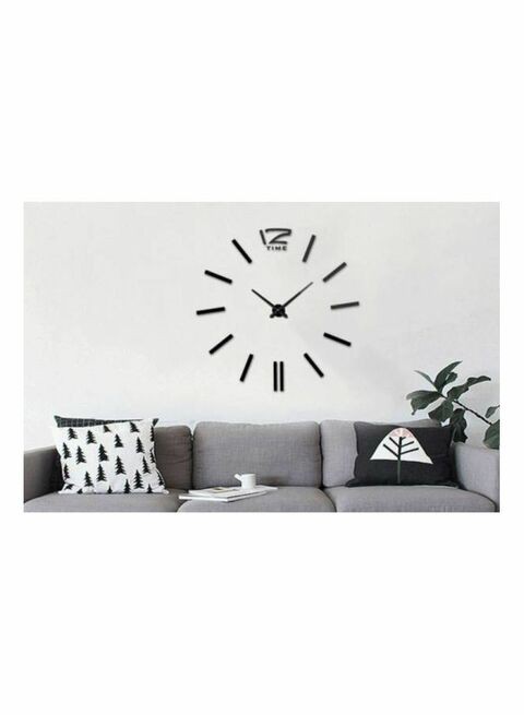 Generic 3D Sticker Home Decoration Wall Clock Black