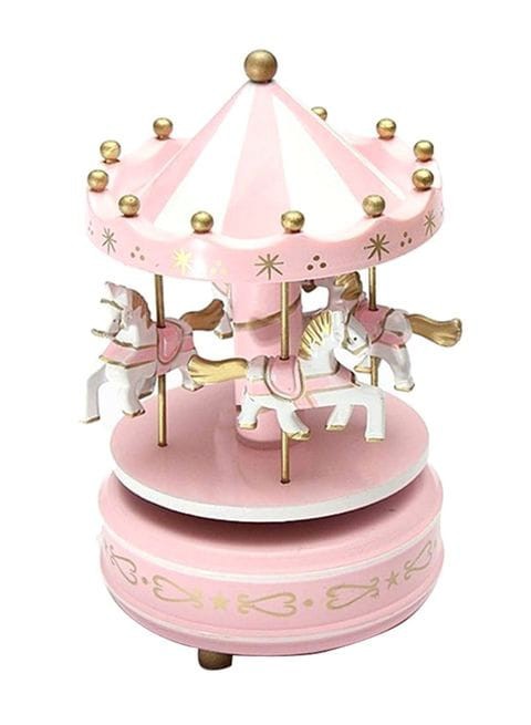 Generic Merry Go Round Carousel Music Box Pink/White/Gold