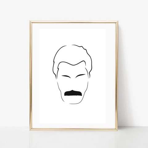 Boomah Accessories Freddie Mercury Line Art In Golden Frame