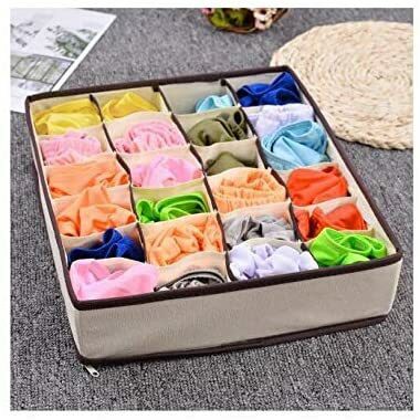 Skeido Foldable Nonwoven Storage Box Container Drawer Divider Lidded Closet Boxes For Ties Socks Bra Underwear Organizer 4Pcs/Set