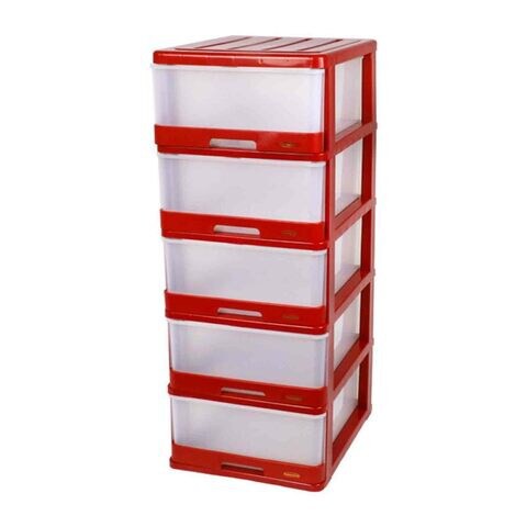 Cosmoplast Plastic 5 Levels Cabinet Red