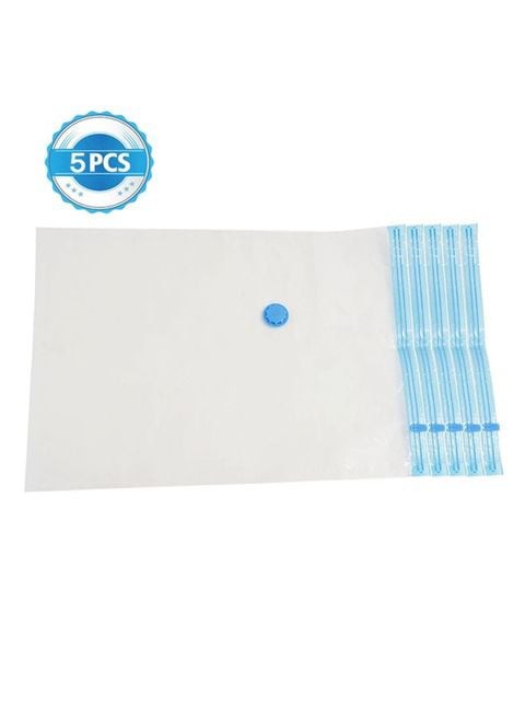 Generic 5-Piece Vacuum Storage Bag Clear/Blue 80X100cm