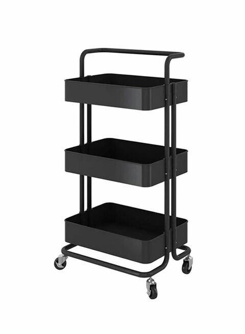 3 Tier Trolley Storage Cart With Wheels Black Hole 43.5x33x87cm