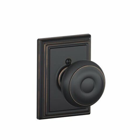 SCHLAGE Georgian Knob With Addison Trim Non-Turning Lock, Aged Bronze (F170 Geo 716 Add)