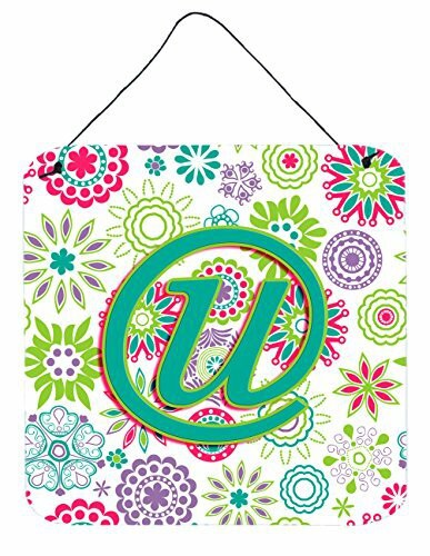 Caroline&#39;s Treasures Cj2011-Uds66 Letter U Flowers Pink Teal Green Initial Wall Or Door Hanging Prints, 6X6, Multicolor