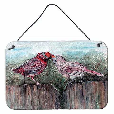 Caroline&#39;s Treasures 8981Ds812 Red Bird Feeding Wall Or Door Hanging Prints, 8X12, Multicolor