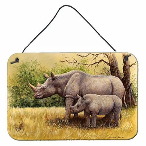 Caroline&#39;s Treasures Bdba0306Ds812 Rhinoceros By Daphne Baxter Wall Or Door Hanging Prints, 8X12, Multicolor