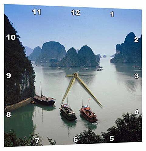 3Drose Dpp_205811_2 Vietnam Halong Bay Tourist Boats Anchor At Hang Dau Go Wall Clock, 13&quot; X 13&quot;