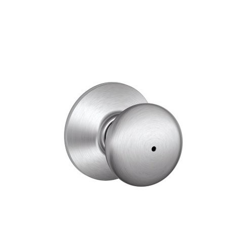 Schlage F40Ply626 Plymouth F40 Round Full Ball Door Knob Lockset, Unkeyed, Solid, Satin Chrome, Brass