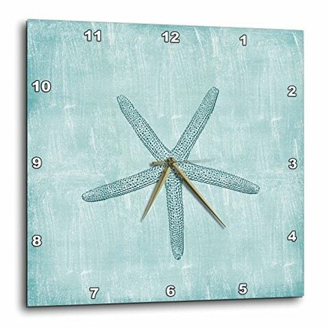 3Drose Dpp_178911_2 Aqua Starfish Abstract Beach Theme-Wall Clock, 13 By 13-Inch