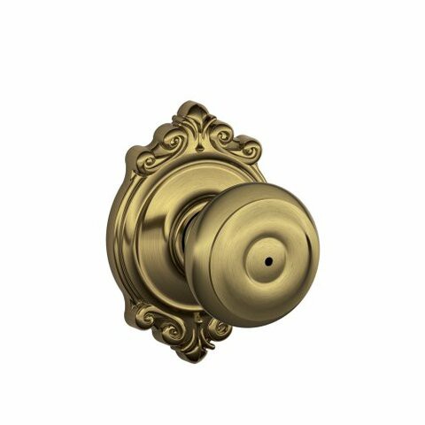 Schlage F40 Geo 609 Brk Brookshire Collection Georgian Privacy Knob, Antique Brass