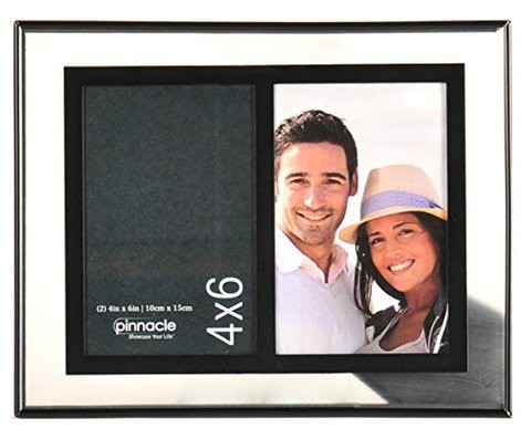 Pinnacle Frames And Accents 2-Opening Float Frame, 4 By 6-Inch, Silver And Black