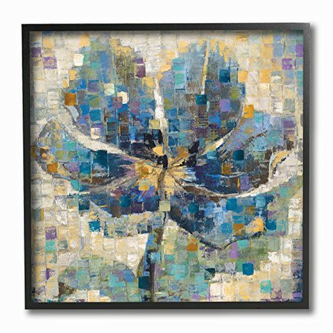 Stupell Industries Magnolia Grid Squares Black Framed Wall Art, 12 X 12, Multi-Color