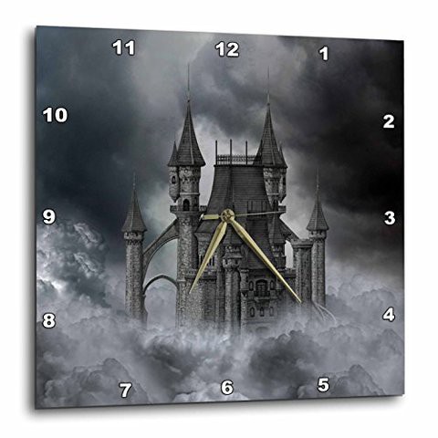 3Drose Dpp_172931_3 A Dark Black Castle In The Clouds-Wall Clock, 15 By 15-Inch