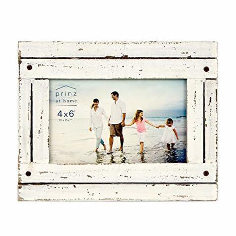 Prinz Homestead 4-Inch By 6-Inch Distressed Plank Picture Frame, White