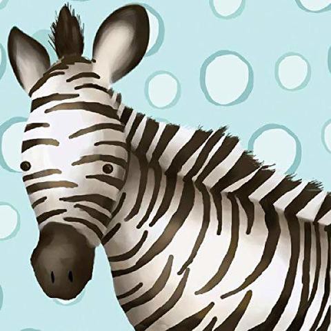 Oopsy Daisy Timmy The Zebra Powder Blue Stretched Canvas Wall Art By Meghann O&#39;Hara, 10 By 10-Inch