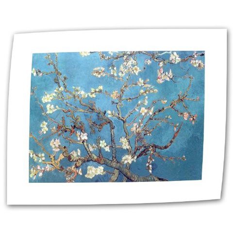 ArtWall The Art Wall Vincent Van Gogh Almond Branches In Bloom 12 By 16-Inch Rolled Canvas Art Print With White Accent Border