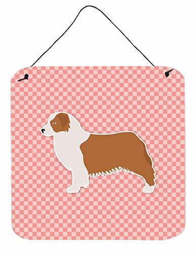 Caroline&#39;s Treasures Bb3633Ds66 Australian Shepherd Dog Checkerboard Pink Wall Or Door Hanging Prints, 6X6, Multicolor