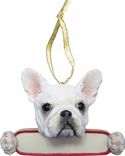 E&amp;S Pets French Bulldog Ornament White &quot;Santa&#39;s Pals&quot; With Personalized Name Plate A Great Gift For French Bulldog Lovers