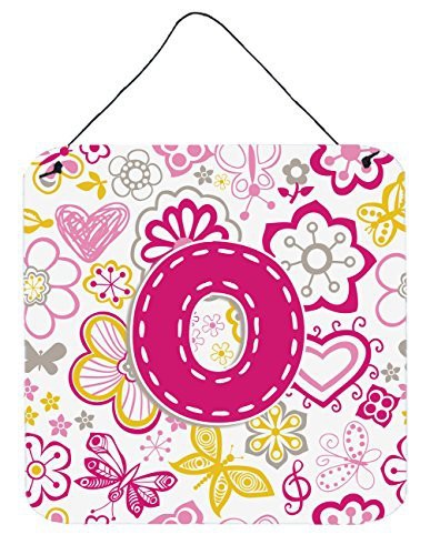 Caroline&#39;s Treasures Letter O Flowers And Butterflies Pink Wall Or Door Hanging Prints, 6 X 6