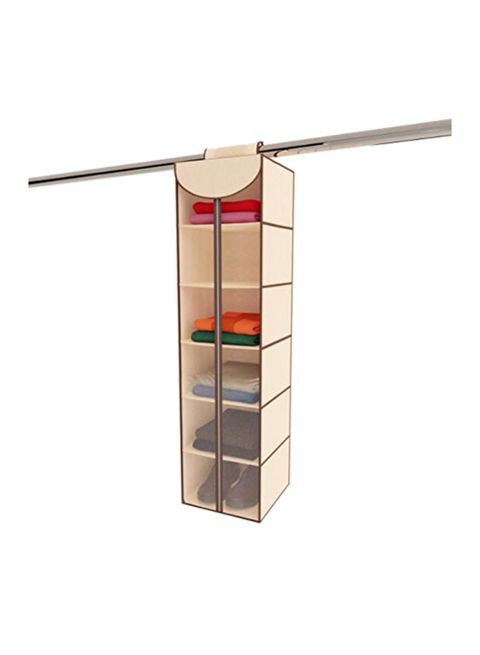 Ziz Home 6-Shelves Hanging Closet Organizer with Zipper Beige