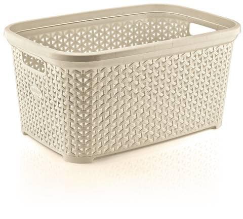 Hobby Life Laundry Basket Rattan Rectangle Design Ivory 35 Ltrs.