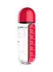 Cytheria Plastic Water Bottle With Daily Pill Box Organizer Red 23.5X6.9Centimeter