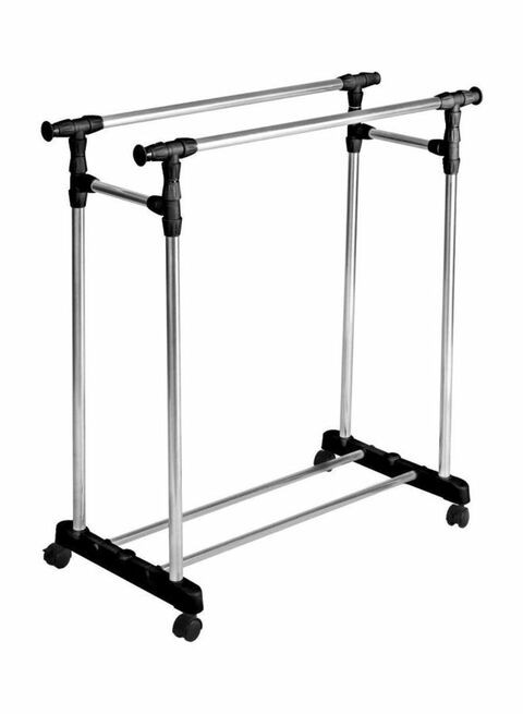 Double Pole Garment Rack Silver/Black