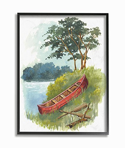 Stupell Industries The Canoe Trip Illustration Black Framed Wall Art, 11 X 14, Multi-Color