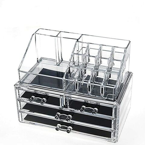 Generic - Clear Acrylic Cosmetic Organizer Makeup Holder Display 4 Drawer White