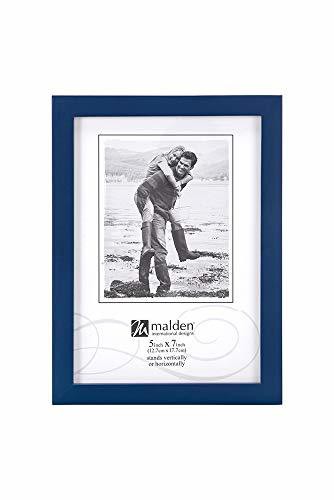 Malden International Designs Navy Blue Concept Wood Picture Frame, 5X7, Blue