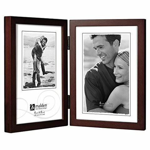 Malden International Designs Dark Walnut Concept Wood Picture Frame, Double Vertical, 2-4X6, Walnut