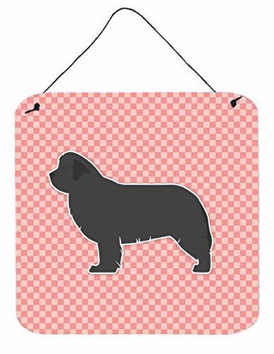 Caroline&#39;s Treasures Bb3664Ds66 Newfoundland Checkerboard Pink Wall Or Door Hanging Prints, 6X6, Multicolor