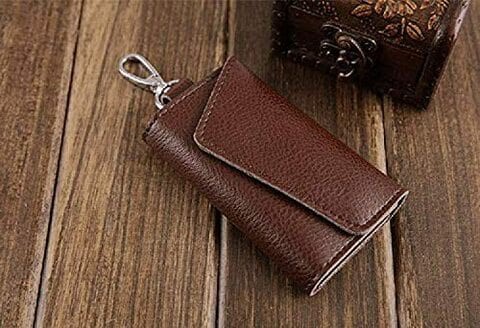 Jj-Boutique Leather Pocket Key Organizer Case With 6 Hooks &amp; 1 Car Key Fob Holder (Coffee)