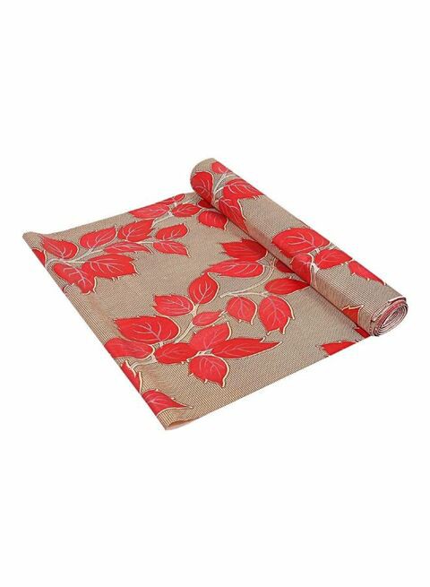 Generic Leaves Printed Shelf Cover Beige/Red 5Meter