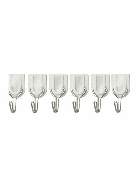 Generic 6-Piece Wall Sticky Hooks White 2.50 X 4.70 X 2.00Centimeter