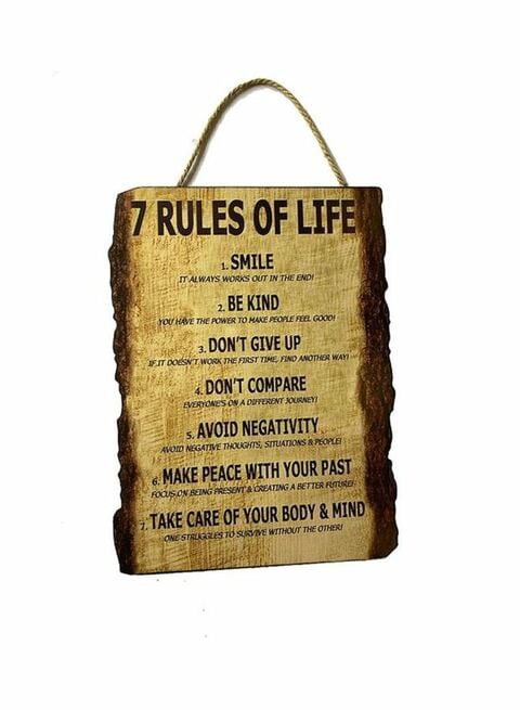 East Lady 7 Rules Of Life Themed Wall Hanging Sign Board Brown/Black 40x30cm