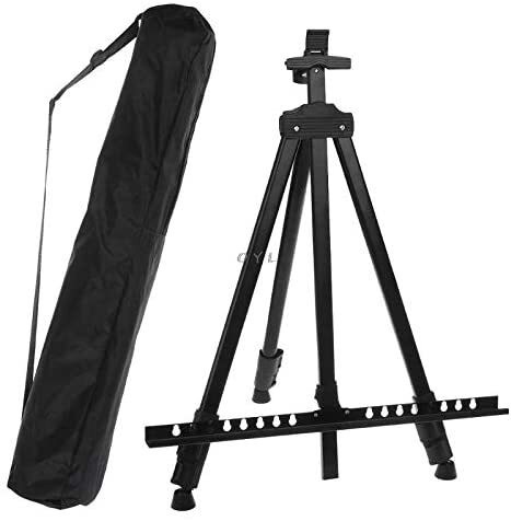 Generic Easels, Tall Display Telescopic Studio Painting Metal Tripod Art Easel Tripod Display Stand Drawing Black